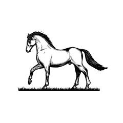 Obraz na płótnie Canvas Horse Vintage Hand Drawn Illustration and Vector Art Stock