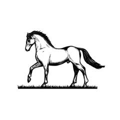 Horse Vintage Hand Drawn Illustration and Vector Art Stock