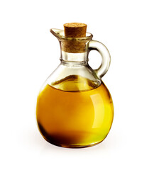 garrafa de azeite de oliva em fundo transparente - azeiteiro de vidro em png - obrazy, fototapety, plakaty