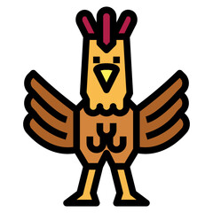 chicken filled outline icon style
