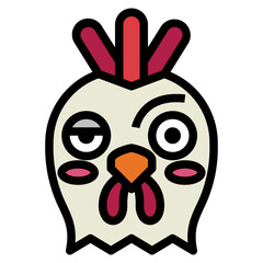 chicken filled outline icon style
