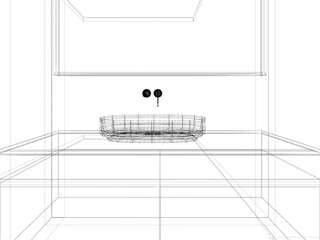 Fototapeta na wymiar abstract sketch design of counter top in the bathroom , 3d rendering