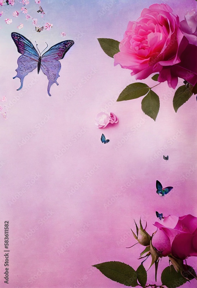 Wall mural large bright petals for wallpaper flowers in pink tones., created with generative ai