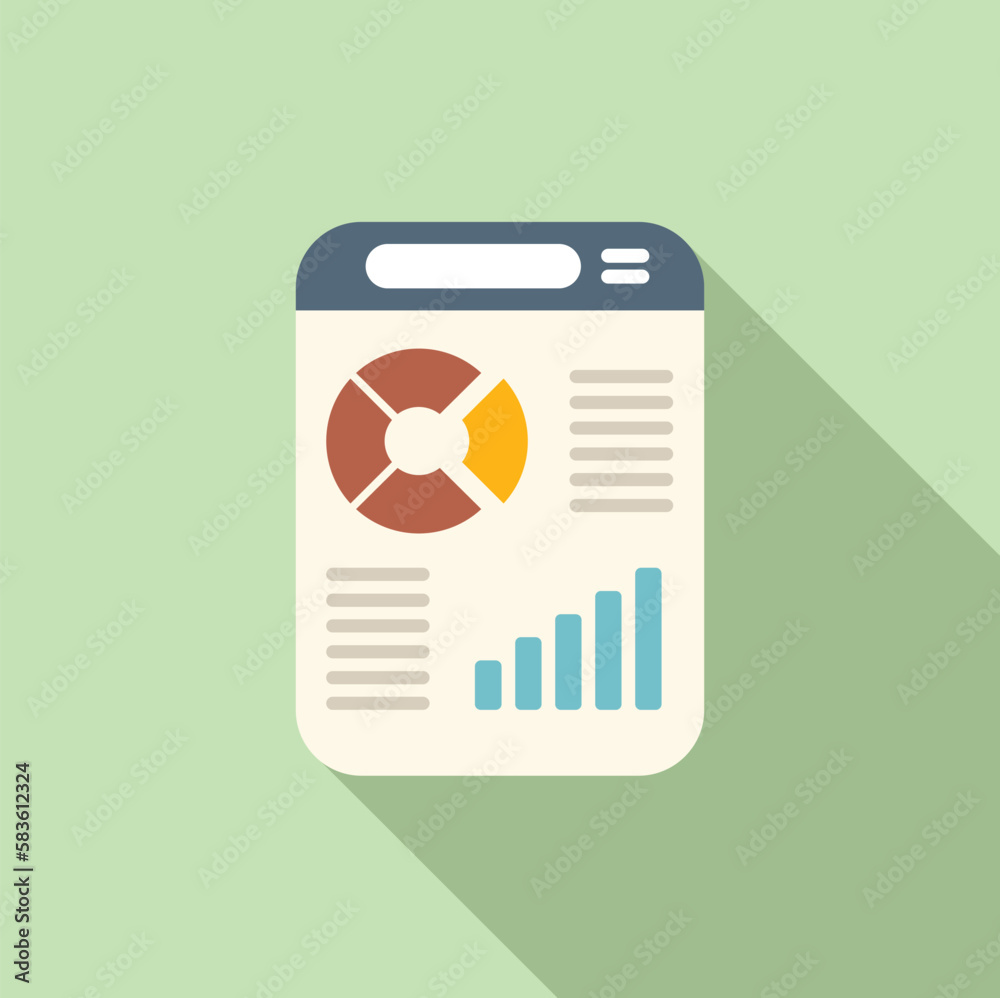 Poster web chart icon flat vector. business report. data graph