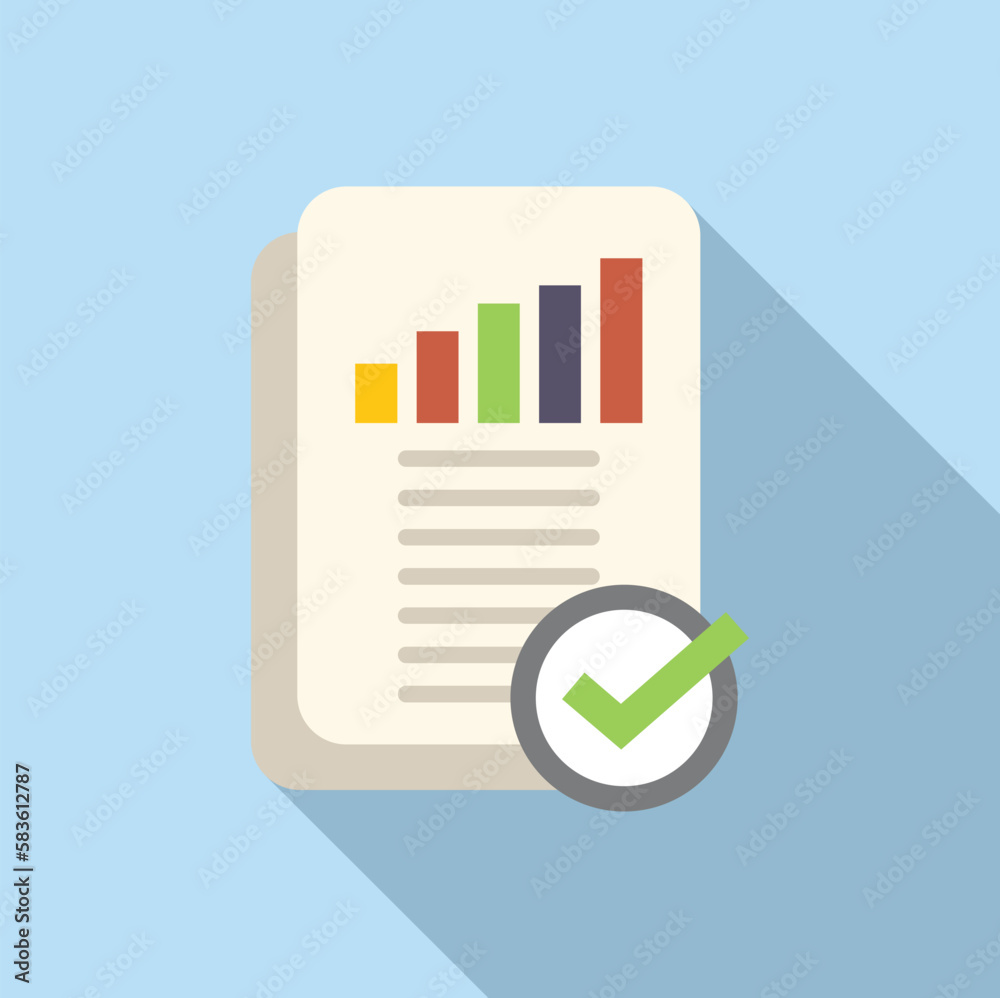 Poster paper report icon flat vector. document data. finance file