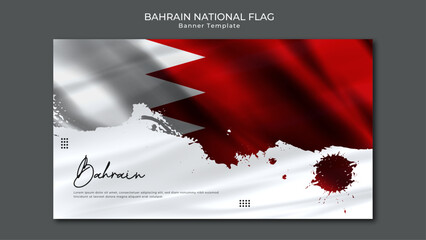 illustration of waving Bahrain flag silk grunge background