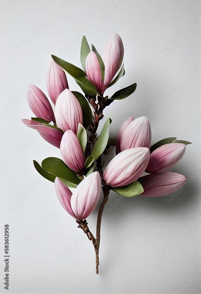 Canvas Prints Pale pink buds of spring flowers decorating wallpaper flowers., created with generative ai