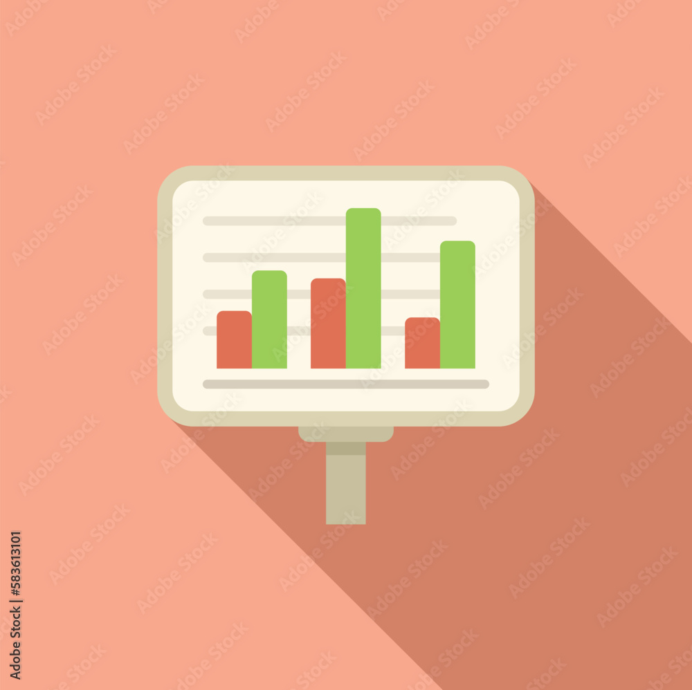 Poster finance graph icon flat vector. report document. chart data