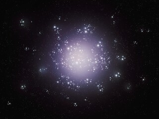 The birth of stars in space. A constellation of bright young stars.