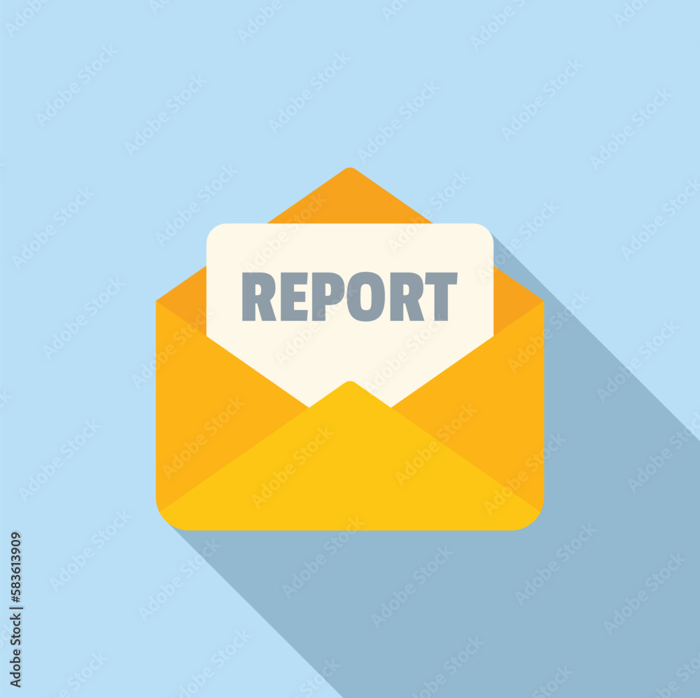 Poster mail report icon flat vector. document data. chart graph
