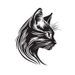 Cat simple vector black image on white background. Silhouette svg vector illustration animal, laser cutting cnc.