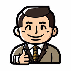 Positive face business man upper body icon vector illustration