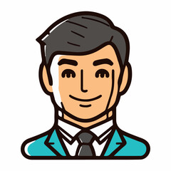Positive face business man upper body icon vector illustration