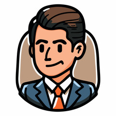 Positive face business man upper body icon vector illustration