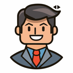 Positive face business man upper body icon vector illustration