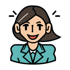 Positive face business woman upper body icon vector illustration