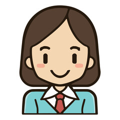 Positive face business woman upper body icon vector illustration