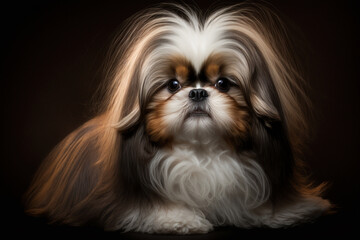 Discover the Charm of Shih Tzu Dogs: A Captivating Image of a Purebred on a Dark Background