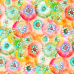 Seamless pattern with watercolor circles