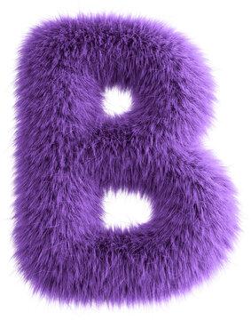 Purple 3D Fluffy Letter B