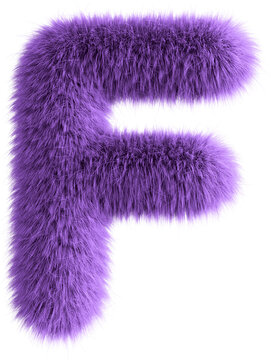 Purple 3D Fluffy Letter F