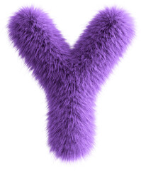 Purple 3D Fluffy Letter Y