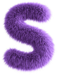 Purple 3D Fluffy Letter S