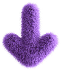 Purple 3D Fluffy Symbol Arrow Bottom
