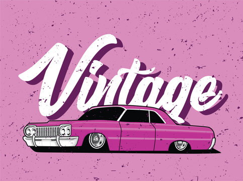 LOWRIDER CAR VINTAGE PINKY BANDIDOS