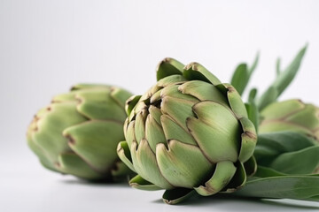 Obraz premium Artichokes on white background created with Generative AI Technology, ai, generative