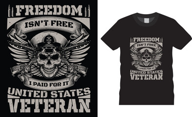 Fototapeta premium Veteran typography premium vector t shirt design template. Fully editable vector graphic and print ready file.Perfect for print items posters, cards, vector illustration ,suitable for t shirt, poster.