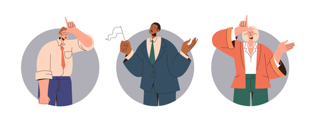 Young people business loser feeling frustrated avatar portrait isolated on white background