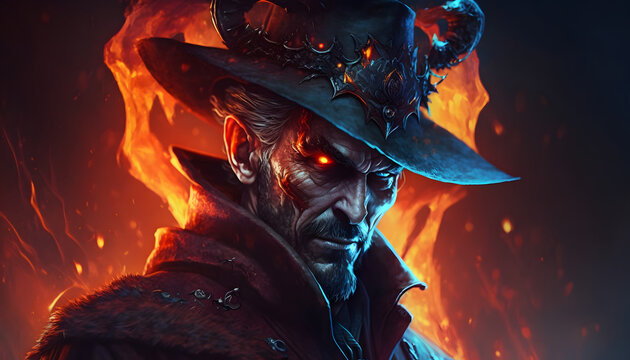 Portrait of the devil mage. Generative AI