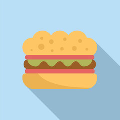 Kid sandwich icon flat vector. School food. Nutrition tray