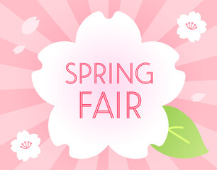 ポップな桜のイラストのバナー素材（Spring Fair）