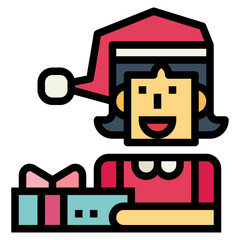 santa claus filled outline icon style