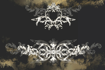 Antique ornaments backdrop, ornate background, invitation blank, royal style 