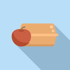 Food container icon flat vector. School lunch. Snack product