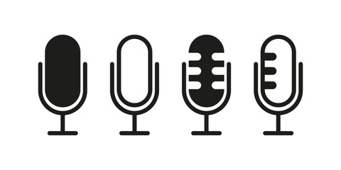Microphone line icon. Speech, vote, mouthpiece, transmitter, voice recorder, sound track, song, voice message. Speech concept. Vector line icon for Business and Advertising