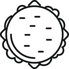 Top view burger icon outline vector. Lunch food. Kid snack