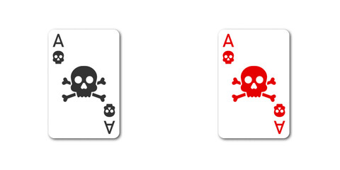 Playing card with skull icon. Flat vector illustration.
