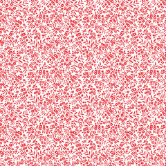 Vector seamless pattern. Pretty pattern in small flowers. Small red flowers. White background. Ditsy floral background. Stylish template  for fashion prints. Stock vector.