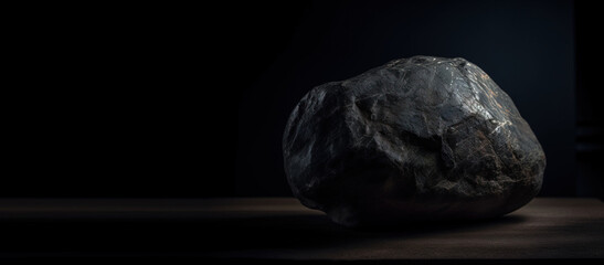 Jeremejevite is a rare precious stone eremeite on a black background. AI generated. Header banner mockup with space.