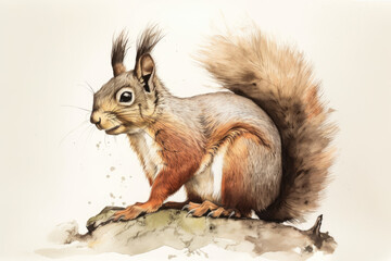 Fototapeta premium Dessin à l'aquarelle d'un Écureuil