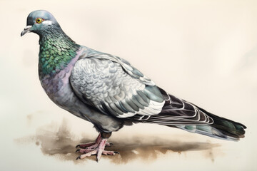 Obraz premium Dessin à l'aquarelle d'un pigeon