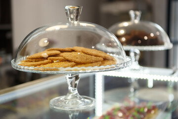 Healthy oatmeal cookies for lunch. Enjoy soft cookie with oats in a cafe