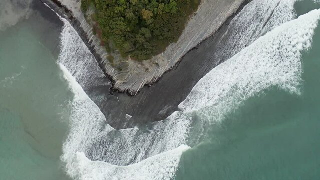Drone flight near Tuapse rocks, Russia. with sea views