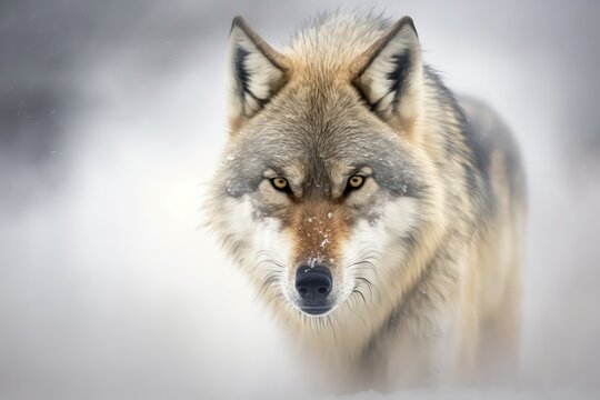 Wolf. Wolf Realistic Scene. Grey Wolf. Generative AI.