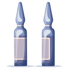 Glass ampoules. Medicine, pharmacy and healthcare concept. Isolated vector illustration on white background.