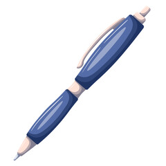 Blue ballpoint pen. Isolated vector illustration on white background.